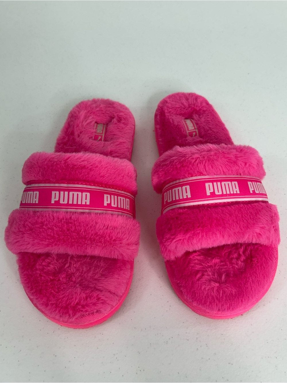 Puma Pink Fluff Slides Size 6